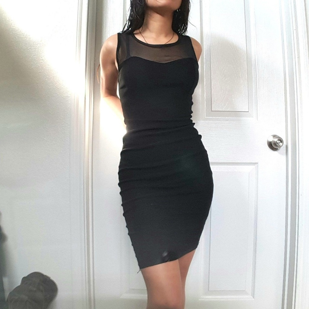Mesh Bodycon Black Dress